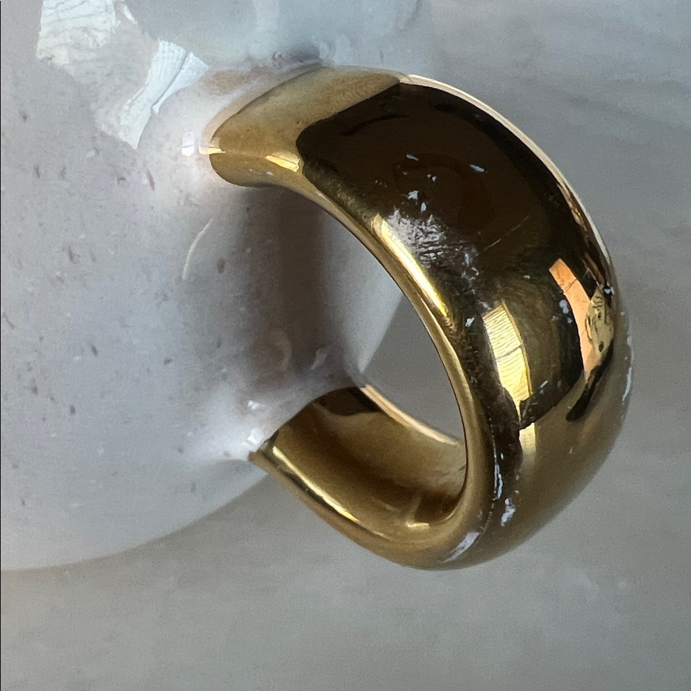 Anthropologie Perasima mug white opalescent ceramic with a gold handle and rim - Picture 12 of 13